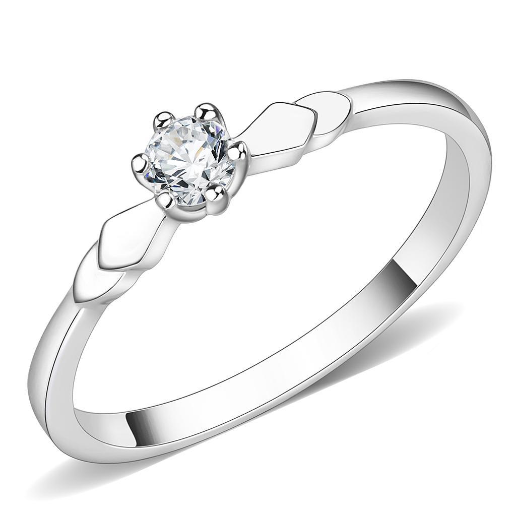 JCE110 Rhodium Brass Ring with AAA Grade CZ  in Clear