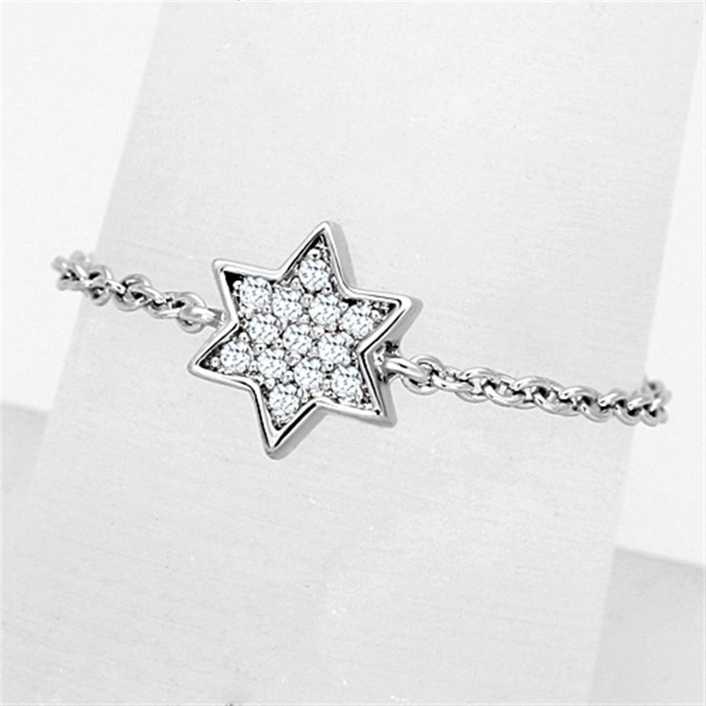 JCE517 Rhodium Brass Ring with AAA Grade CZ  in Clear