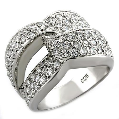JCEAS1006 Rhodium 925 Sterling Silver Ring with AAA Grade CZ  in Clear