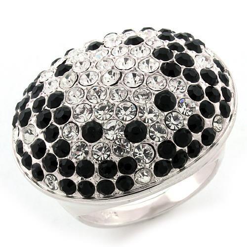 JCEAS1160 High-Polished 925 Sterling Silver Ring with Top Grade Crystal  in Multi Color
