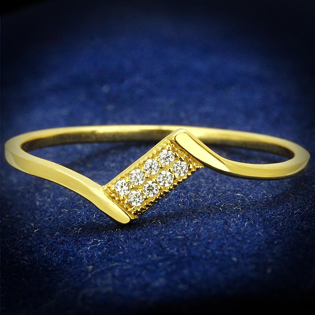 JCE594 Gold 925 Sterling Silver Ring with AAA Grade CZ  in Clear
